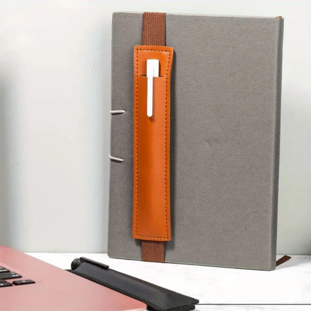 1pc Leather Adjustable Elastic Band Pen Holder, Pen Pouch For Planner, Pen Holder For Notebook, Notebook Pen Holder