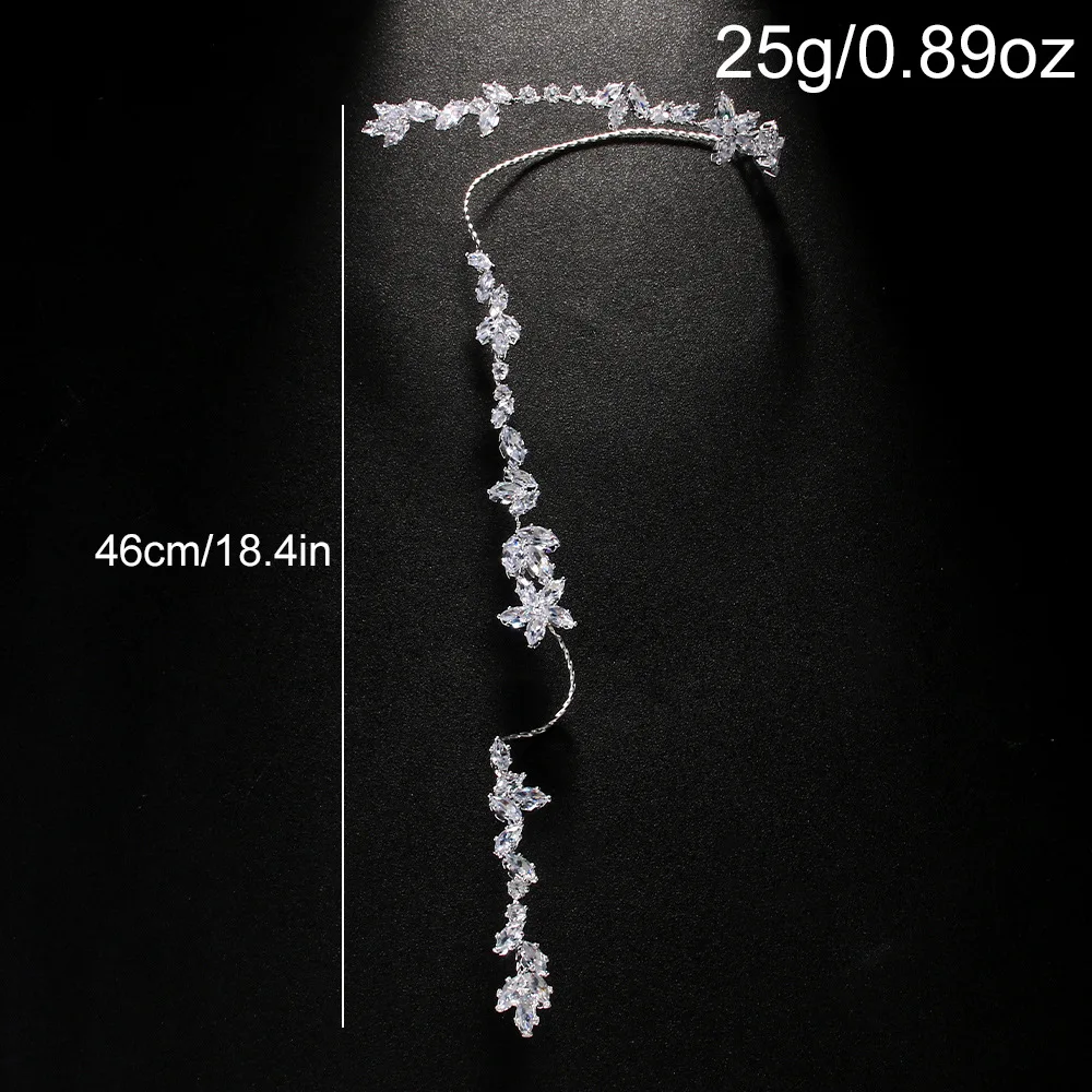 Fashion Adjustabl Open Bracelet Women Bangle Hand Palm Jewelry Luxury Cubic Zircon Leaf Bangle Bridal Hand Piece Gift