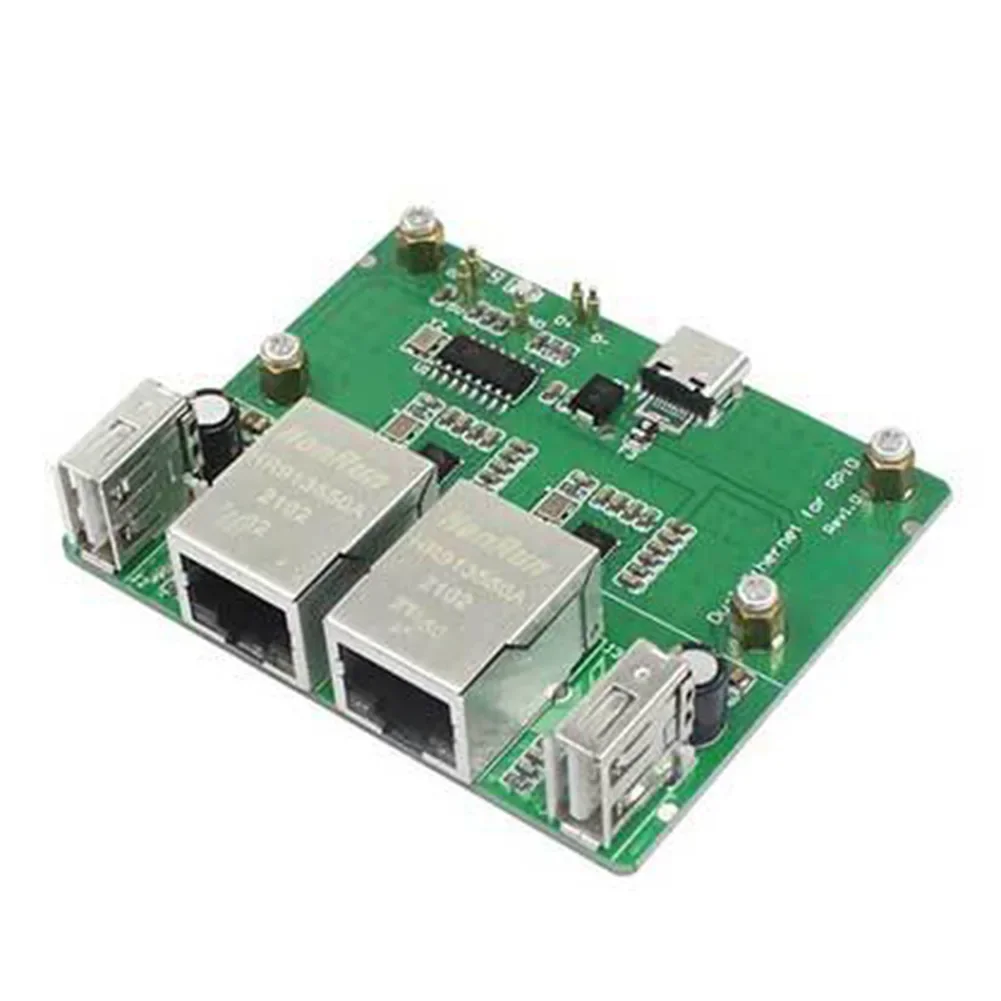 

For Raspberry Pi Zero 2W Compatible Dual Network Interface Board with USB 2.0 Hub Support and Spring Ejector Mounting Design