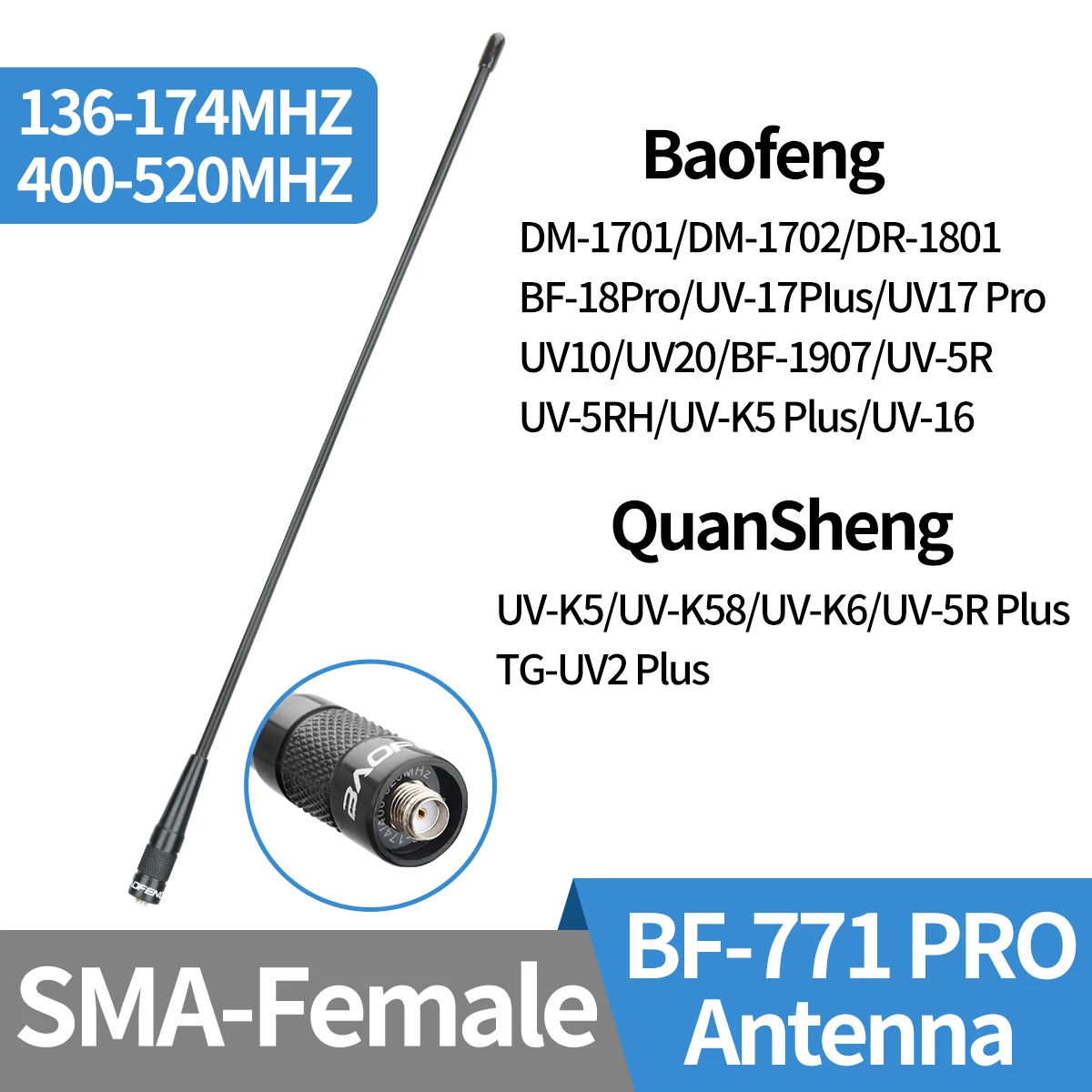 BAOFENG BF-771 프로 SMA-암 듀얼 밴드 안테나, Baofeng UV-5R UV-5RH UV-K6 프로 Quansheng UV-K5 (8) 워키토키 라디오용 