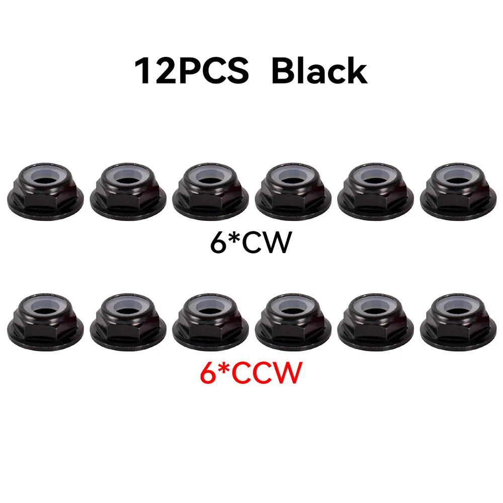 12pcs M5 Motor Screw Nuts Aluminum Alloy CW CCW Flange Nylon Insert Self-Locking Lock Nuts for RC FPV Racing Drone