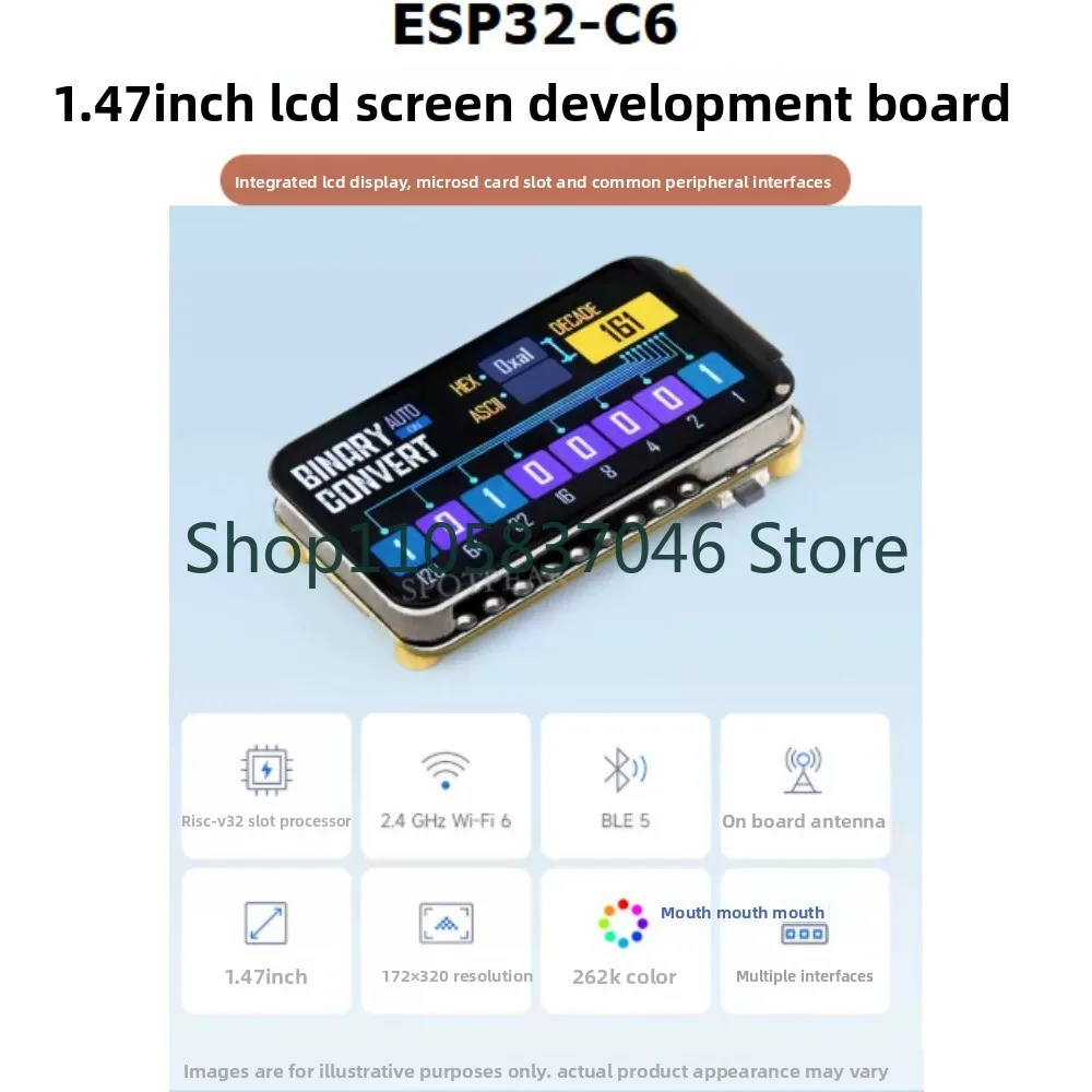 ESP32 C6 development board 1.47-inch LCD display 172x320 with RGB lights SD slot compatible with Arduino