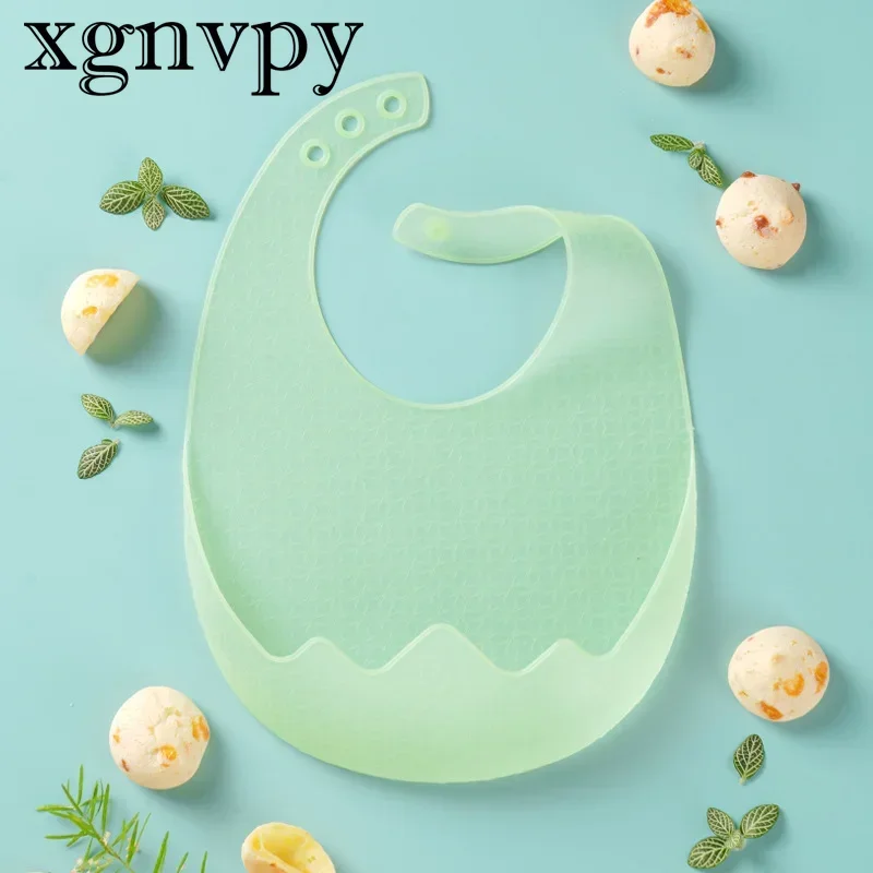 xgnvpy Silicone Bib Waterproof Saliva Baby Bibs for Baby Accessories Feeding Soft Aprons Baby Adjustable Burp Scarf