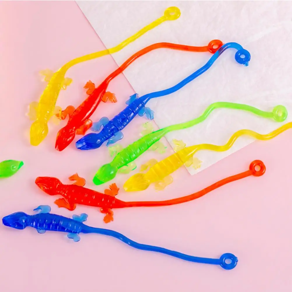 Stress Reliever Toy 10pcs Sticky Gecko Toys Mini Colorful Stress Relief Fidget Stretchers Anxiety Relief Party Favors for Kids