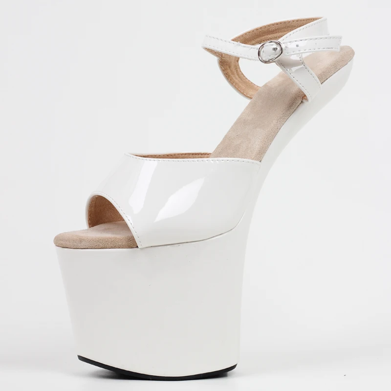 

FHC 20cm Hoof Heelless Sandals,Women Fetish Pole Dancing Shoes,Platform Summer Heels.Peep Toe,Ankle Buckle Strap,Black,Dropship