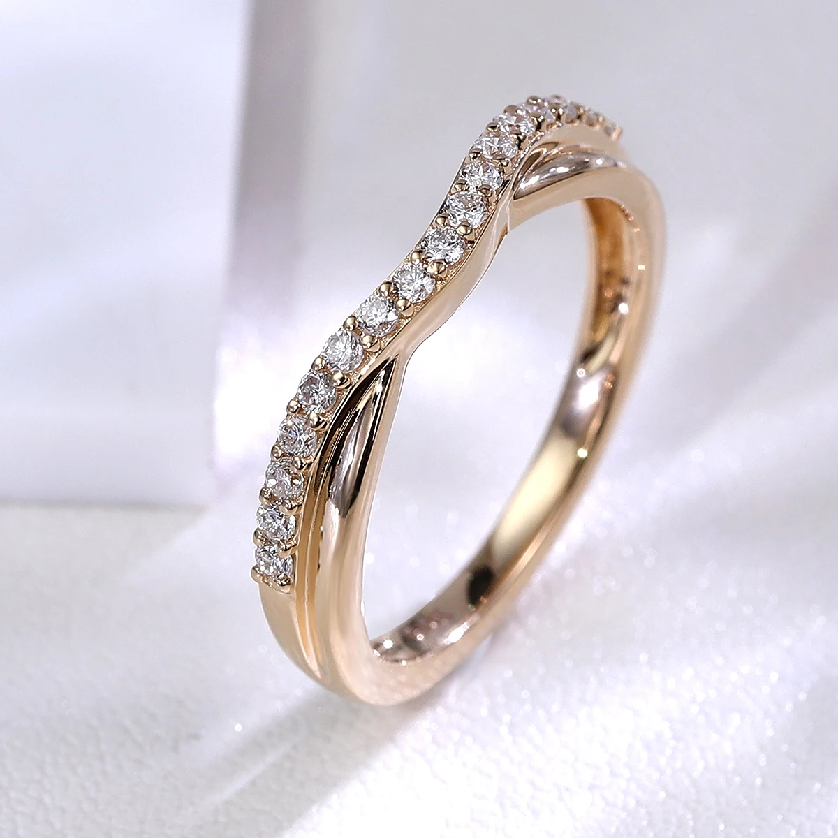 

Provence Twisted ring Korea Women Men 9K 10K Gold Lab Diamond wedding bands Minimalist Everyday Ring cocktail jewelry Gifts