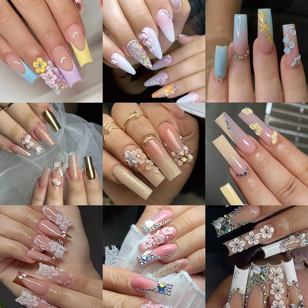 1 zak gemengde bloemen kralen nagel charme voor doe-het-zelf acryl bloem nagels steentjes met parels ontwerp schattige bloemen manicure decor