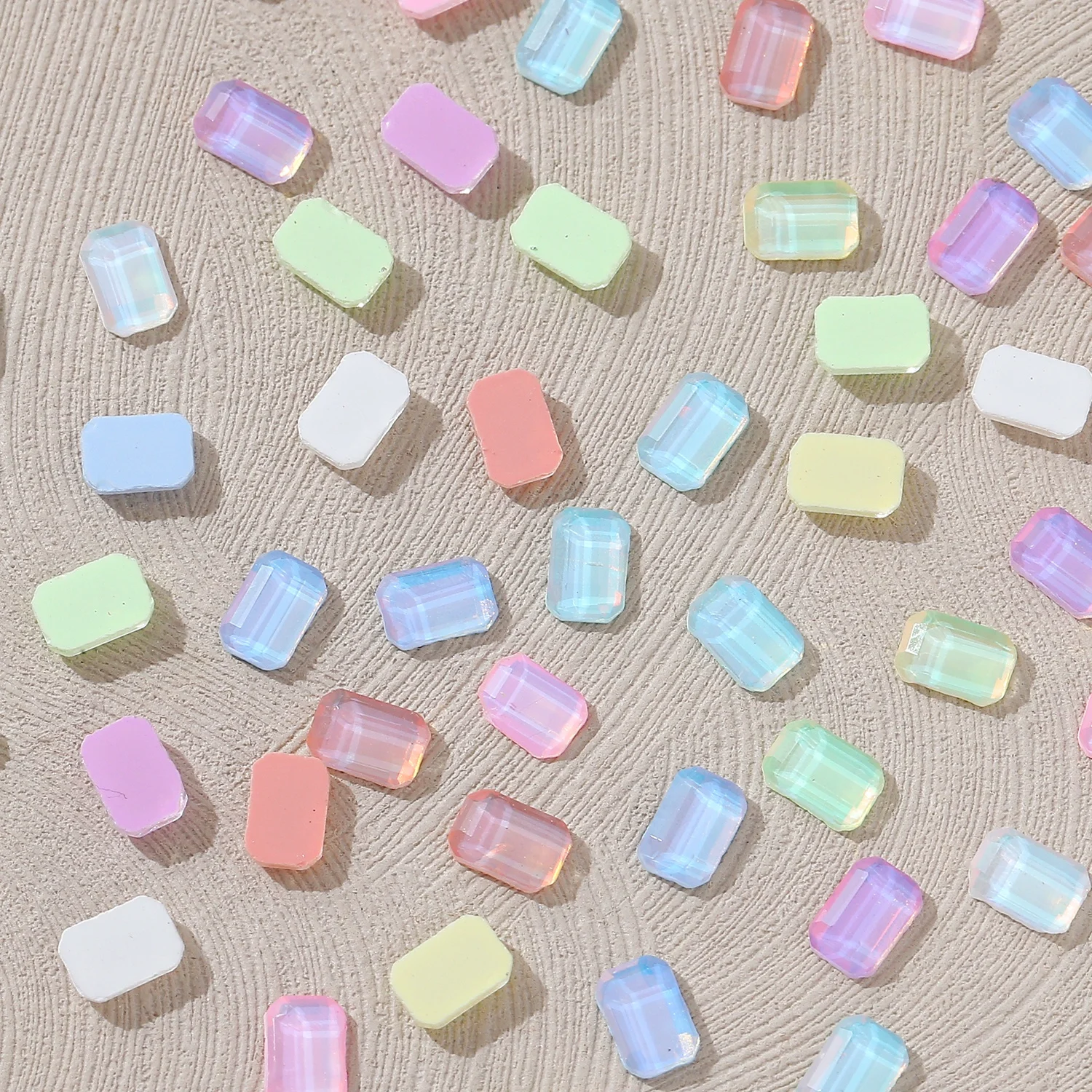 Opal Mocha 4x6mm Rectangle-Shaped Wholesale Flat bottom Nail Art rhinestones Self-Adhesive Glass Crystal 3D Nail Decoration