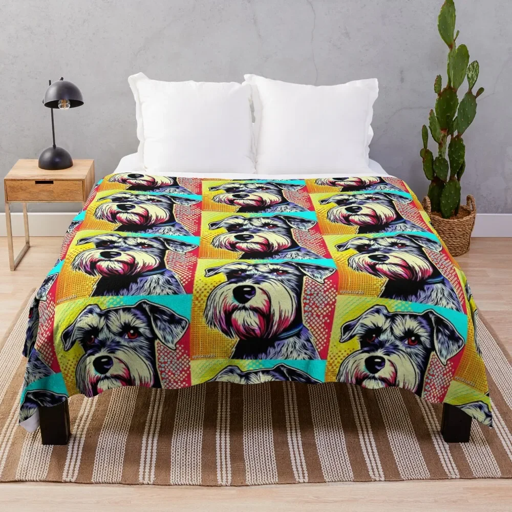 

Schnauzer Pop Art Throw Blanket Bed Blankets Sofas Of Decoration Soft Plush Blankets