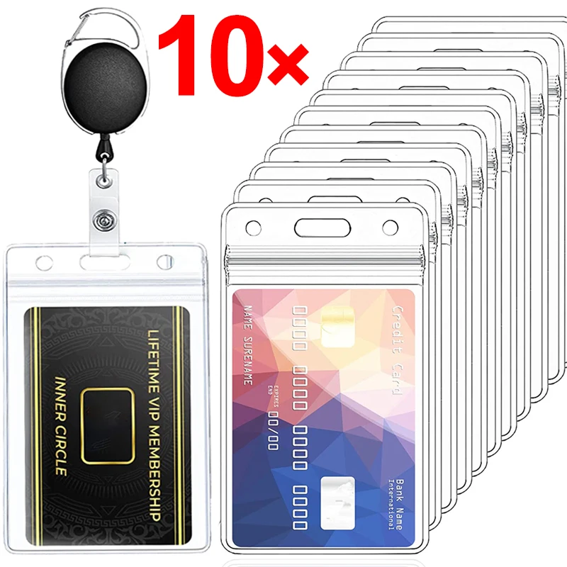 10/1PCS PVC Credit Card Holder Protector Sleeve Waterproof Transparent Bank Card Organizer Cover Card Home Office ID Card Bag