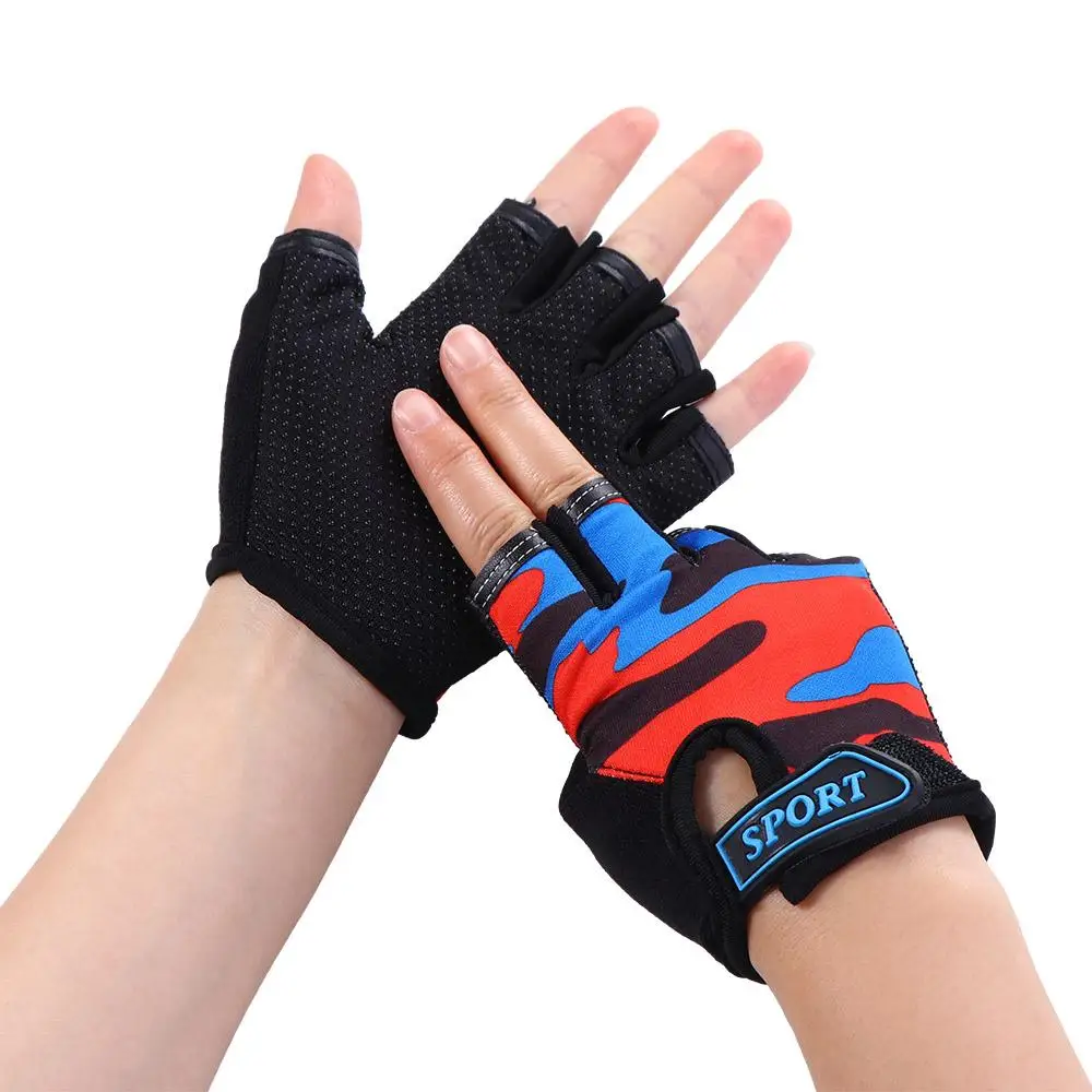 1 Pair Half Finger Children Cycling Gloves Non-slip Breathable Cycling Riding Equipment Child Bicycle Gloves For Kids Riding