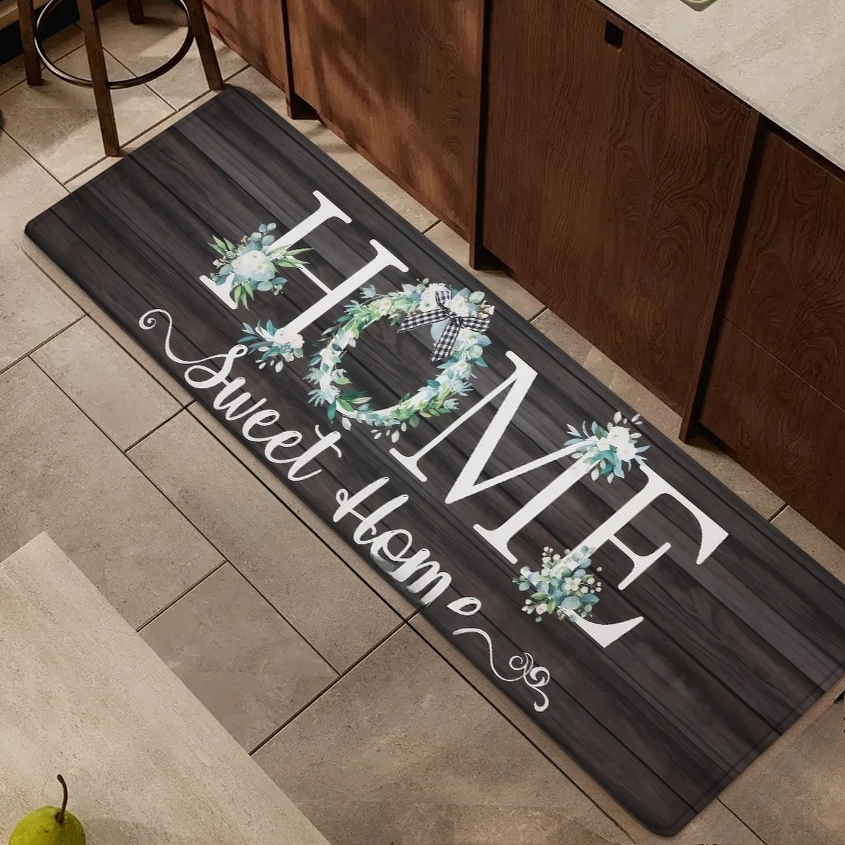 Funny Wash & Dry Quote Laundry Runner Rug  Black Speckled Distressed Script Text Non Slip Water Absorbent Laundry Floor Mat