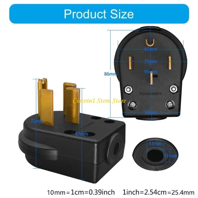 A3PC 50A 125 250V Industrial NEMA 14 50P 4 Poles Plug For Dryer Ranges And Powerful - view 6