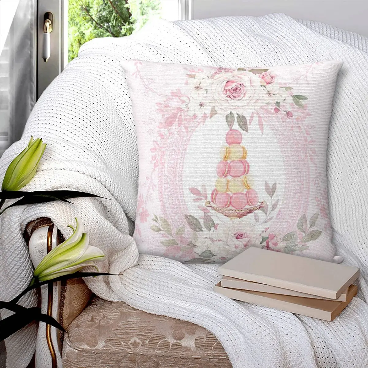 Marie Antoinette Afternoon Tea In French Paris Square Pillowcase Cushion Cover Pillow Case Throw Pillow Cover for Home Bedroom