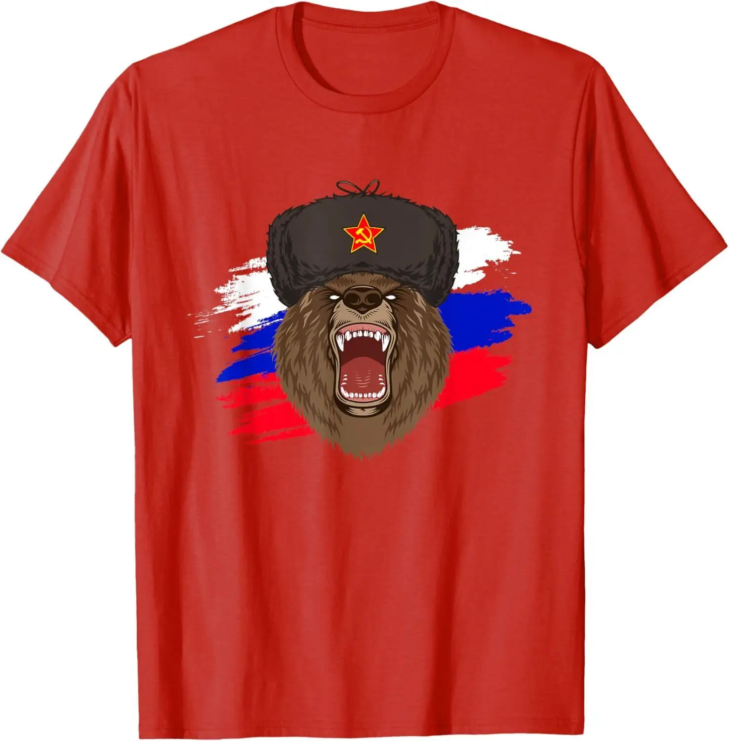 العلم الروسي روسيا الدب الروسي تي شيرت Camiseta Hombre الجرافيك تي شيرت بلايز س الرقبة الشارع الشهير عالية الجودة القطن تي شيرت
