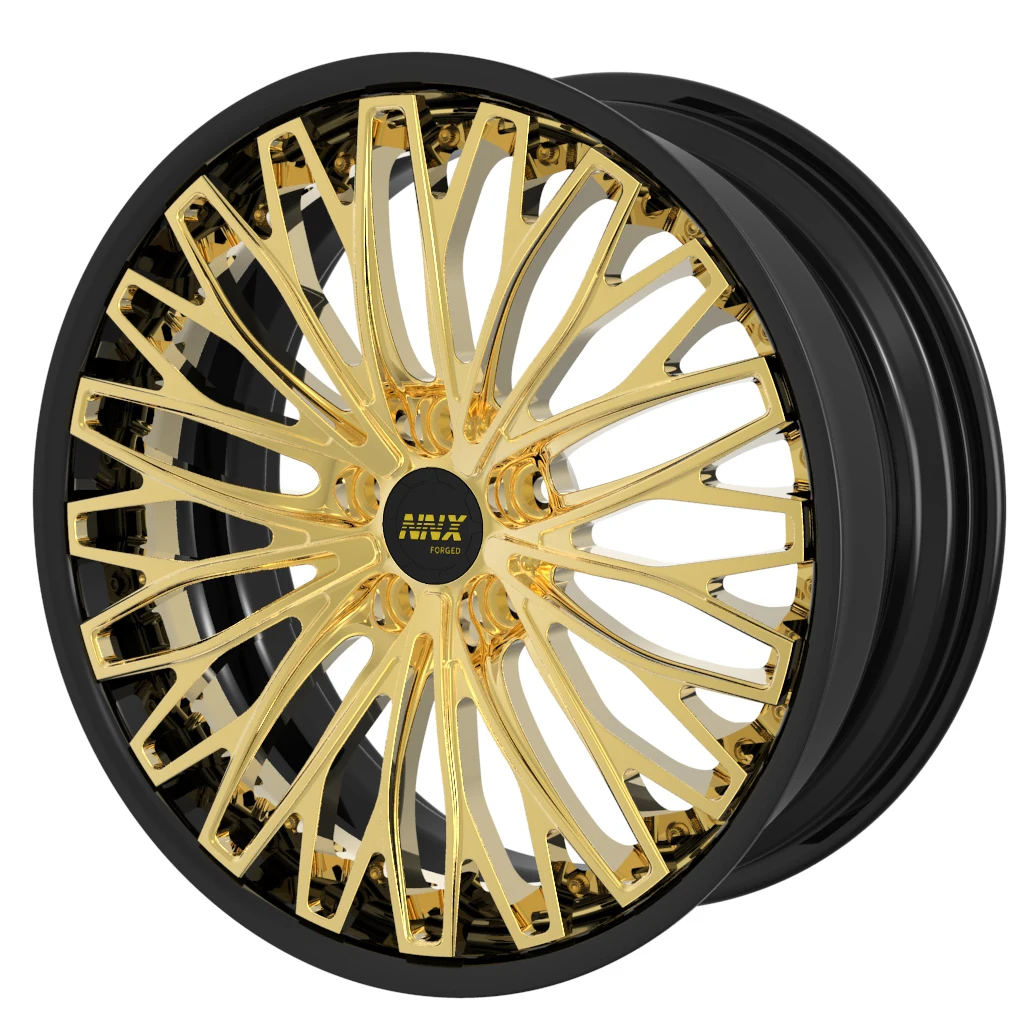 Hot-selling Lip polished gold face Matte Gold 18 19 20 21 22 24 Inch With Pcd 5x112/120 2 Pcs Forged Aluminum Alloy Wheel Rim