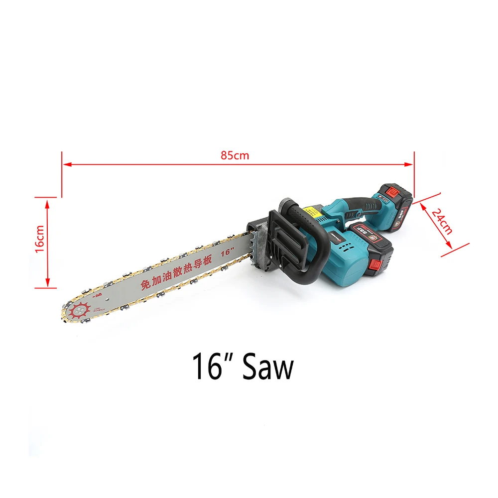 Landtop 16inch Power Chainsaw Handheld Cordless 21v Cutting Electric Hand Chain Saw Machine For Wood