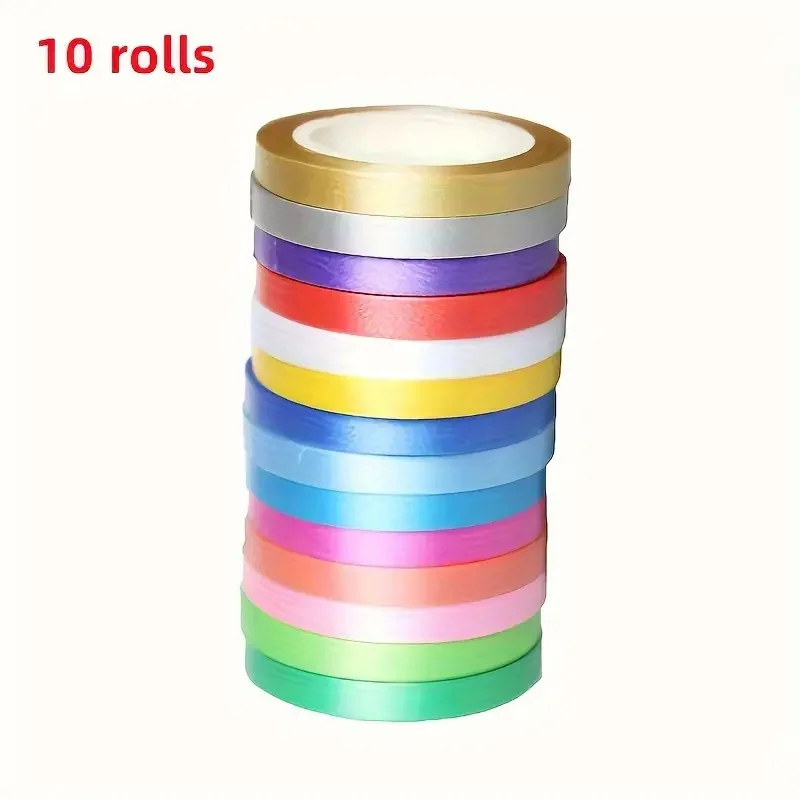 10 Roll Colorful Balloon Ribbon 5m Each - Birthday Easter Holiday Wedding Party DIY Decor Plastic String Accessories