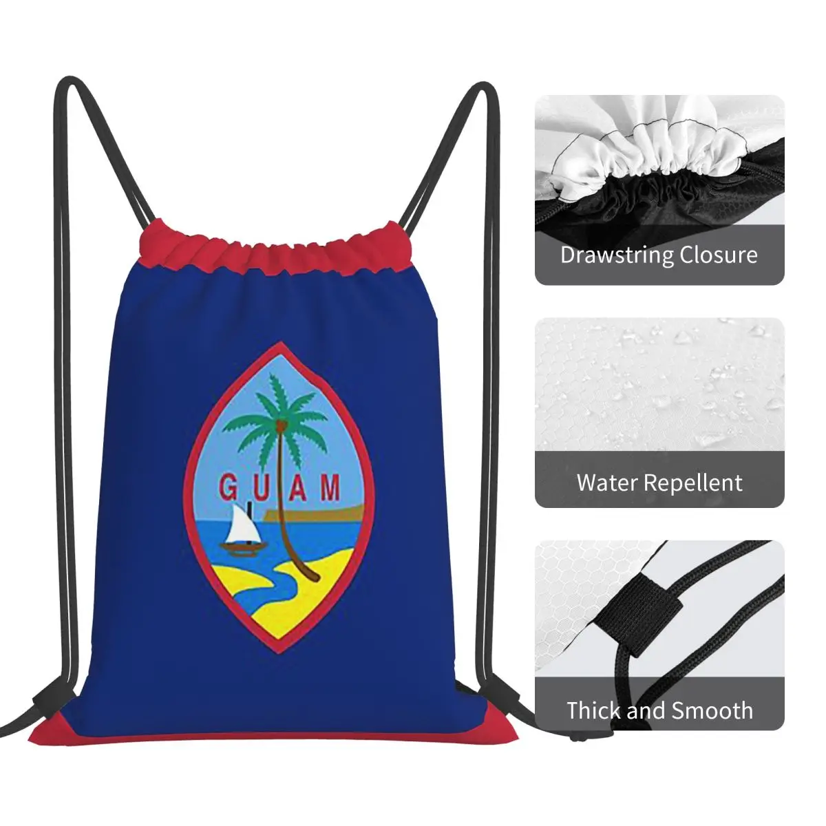 Flag Of Guam, Guamanian Flag Backpacks Multi-function Portable Drawstring Bags Storage Bag Book Bags For Travel Students