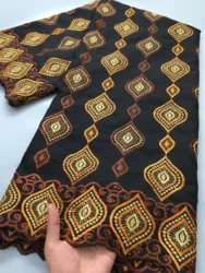 Tela de encaje de gasa suiza de algodón nigeriano, bordado africano de alta calidad, piedras para coser elegantes para vestidos de fiesta, 2,5 yards3986