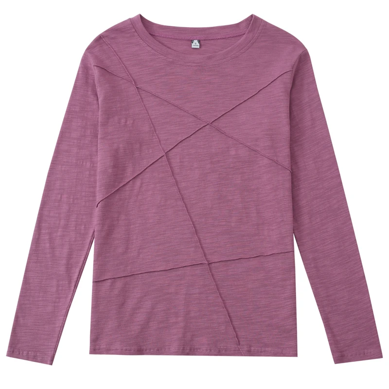 Reine Baumwolle Lange Sve frauen T-shirt Große Größe Pendeln Sle Koreanische Lose Fit Klassische Muster runde Ne Frühling Herbst S