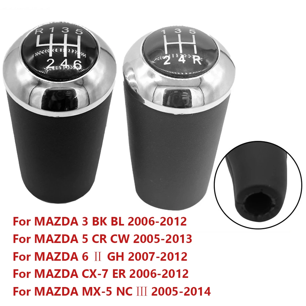 

Car Shift Gear Knob Headball for MAZDA 3 BK BL 5 CR CW 6 II GH CX-7 ER MX-5 NC III 5/6 Speed Leather Shift Knob Car Accessories