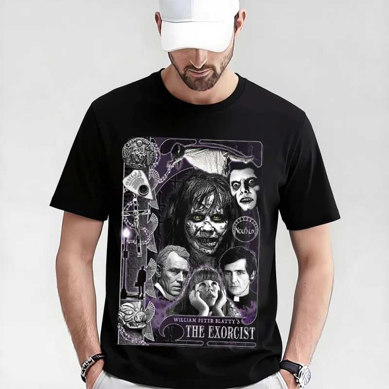 

Retro Horror Movie The Exorcist 0317 Sacry Halloween Gift t shirt Supernatural Darkness Pazuzu Graphic Clothes Large size Tops