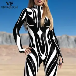 VIP FASHION Women BuzzSaw Costume Sexy Jumpsuit Elegant Sporty Party Bodysuits Art Festival Catsuit Performance Show Zentai Suit