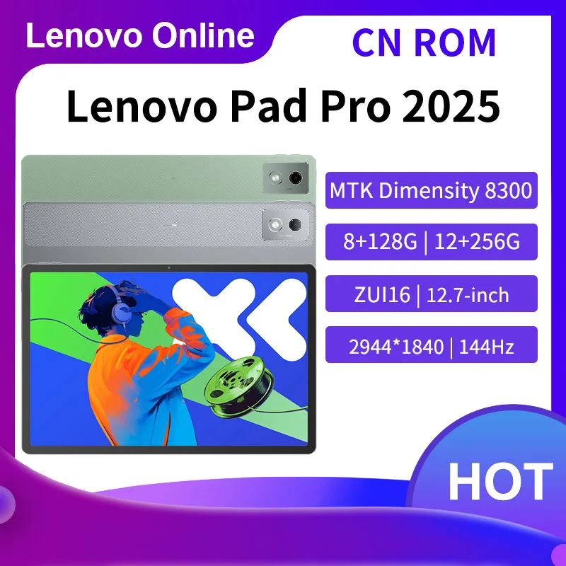 New Lenovo Xiaoxin Pad Pro 12.7 2nd 2025 Tablet Dimensity 8300 2.9k Resolution 144Hz Refresh Rate WIFI 10200mAh WIFI Android