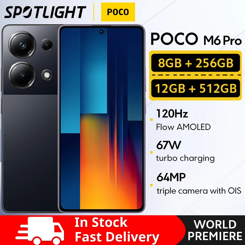 POCO-Smartphone M6 Pro avec évolution filaire, Helio G99 Ultra, 6.67 Flow AMOLED, 120Hz AMOLED, appareil photo 64MP, NDavid, 5000mA, 67W, Première mondiale