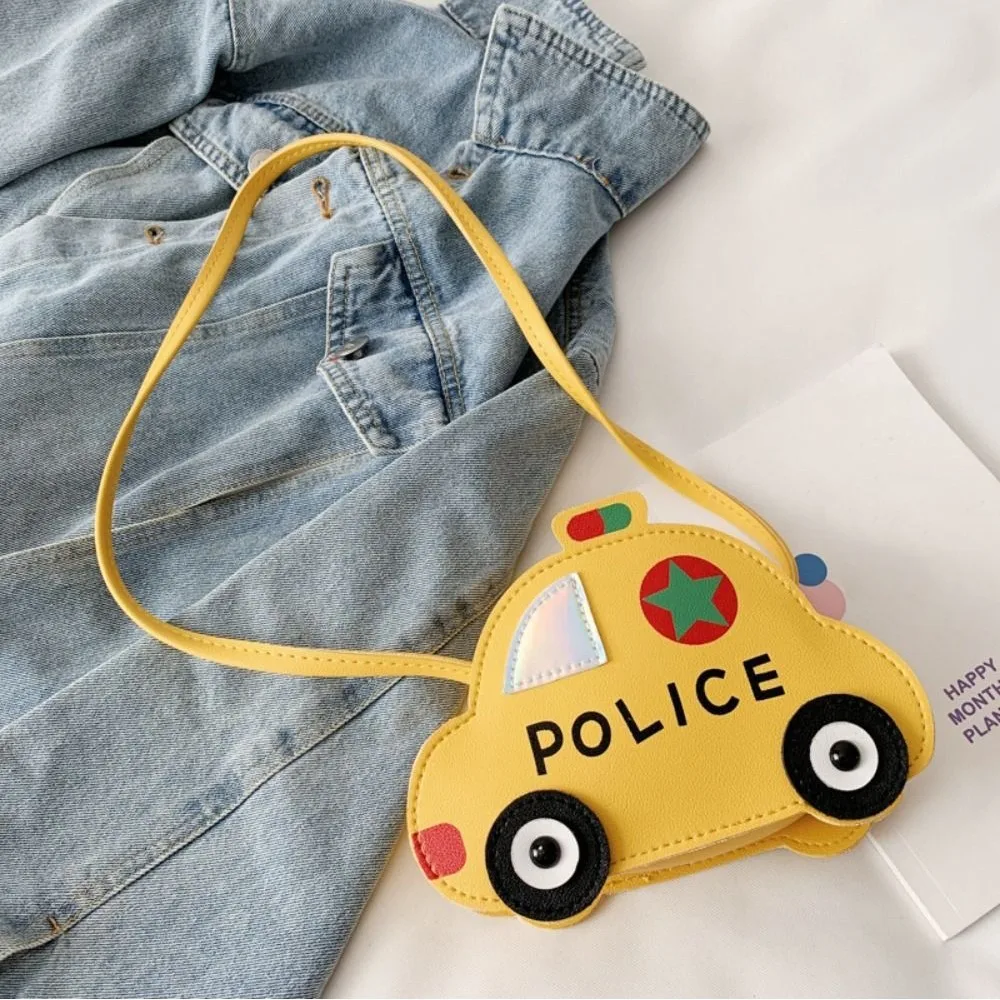 Cute PU Leather Children's Shoulder Bag 3D Splicing Crossbody Bag Cartoon Car Shape Coin Purse for Kids
