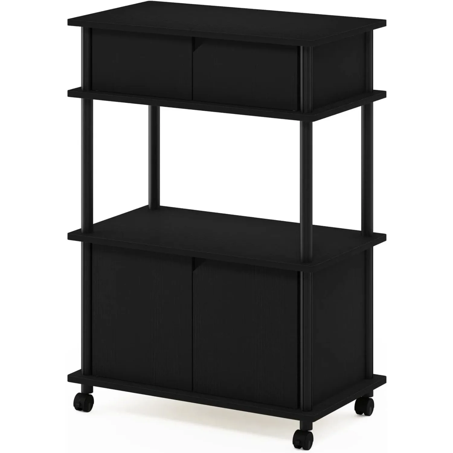 Turn-N-Tube Kitchen Storage Cart with Cabinet with Lockable Wheels, Americano/Black