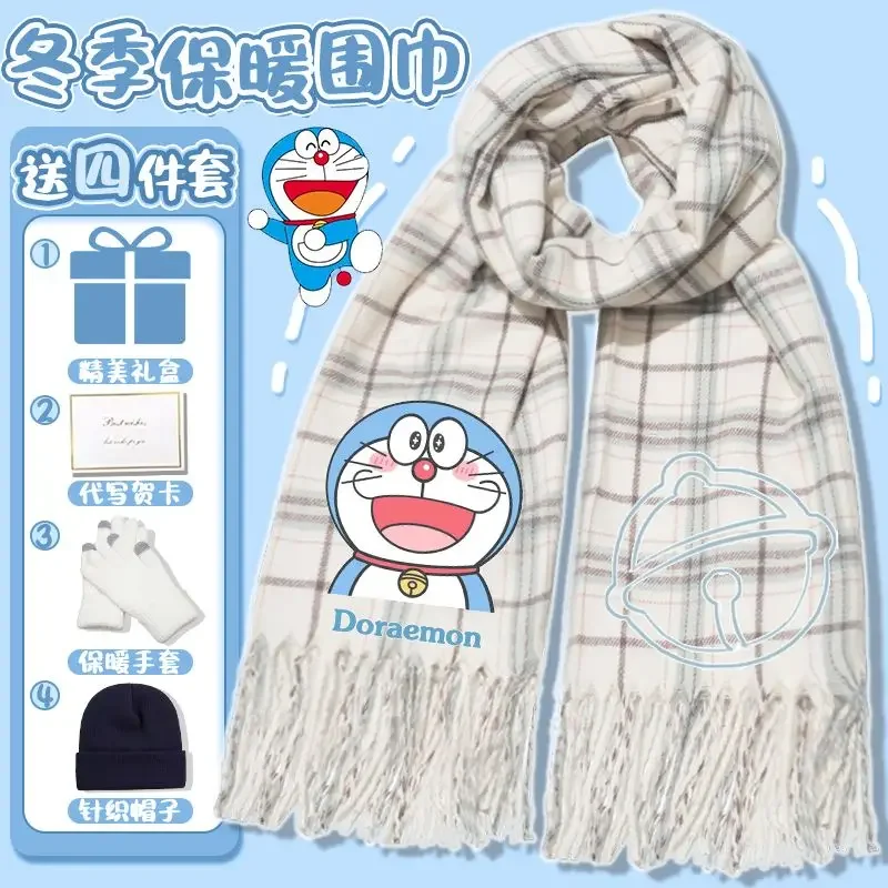 Anime Doraemon Scarf for Men and Women Autumn and Winter New Warm Student Robot Cat Niche Thick Shawl Scarf Gift