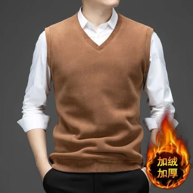

Winter Men Fleece Warm Vest Men Thick Double-sided Velvet Slim Fit Sleeveless T-shirt Waistcoats Jacket Inner Wear Bottoming Top