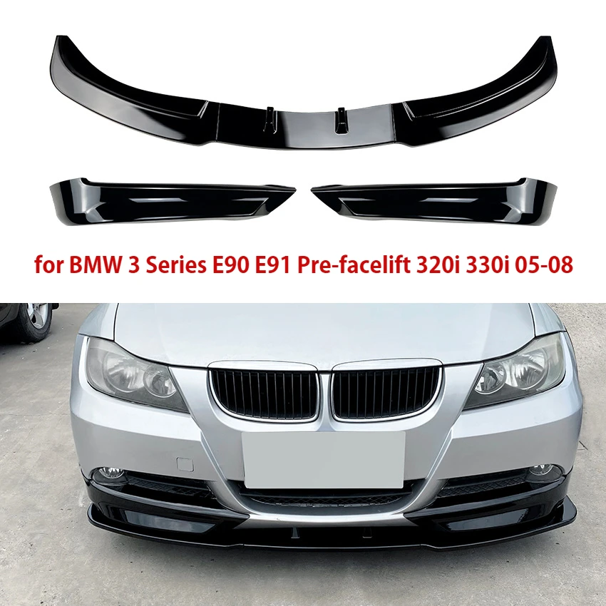 

Front Bumper Lower Lip Diffuser Spoiler / Splitters Canard For BMW 3 Series E90 E91 Pre-facelift 320i 330i 05-08 Glossy Black