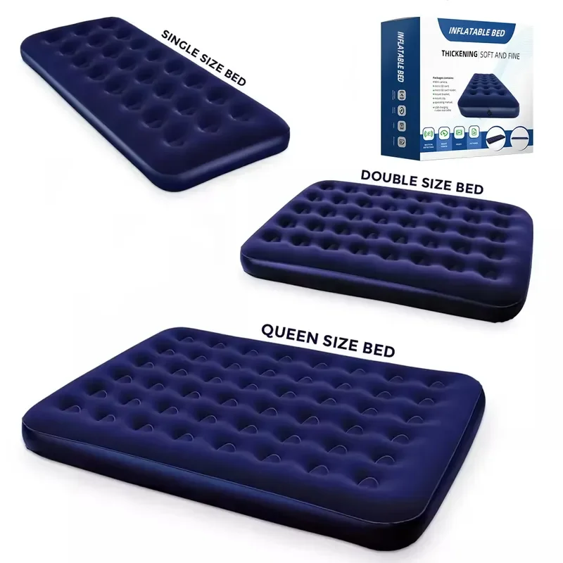 Recommended Products Factory Wholesale Camping Air Bed Full Size Flocked Surface Portable Air Mat Inflatable Portable Air