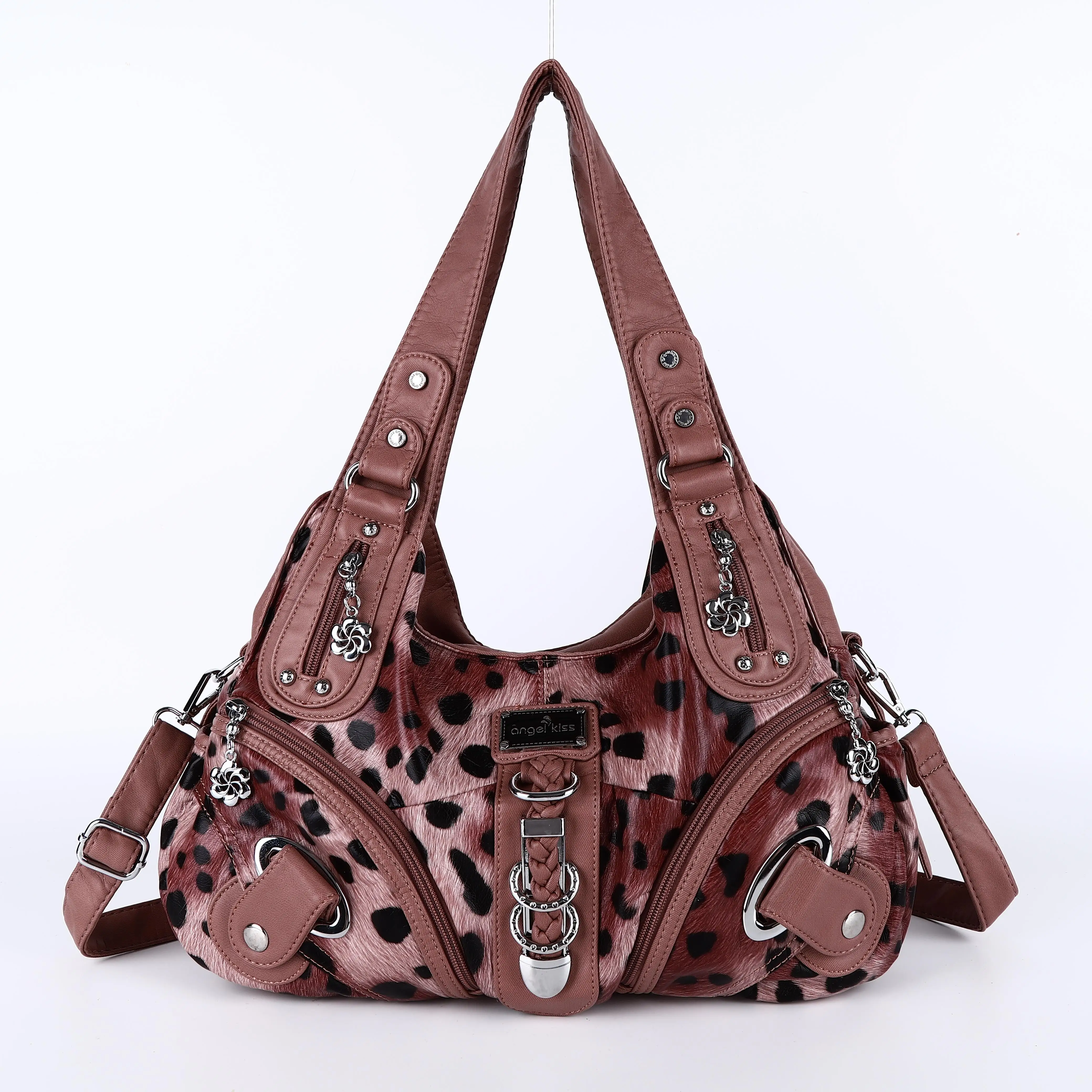 Angelkiss Damen-Handtaschen, Leoparden-Umhängetasche, Handtasche mit Top-Griff, modische Umhängetasche, Knödel-Umhängetasche, Tragetasche, große Geldbörse – Detail 3