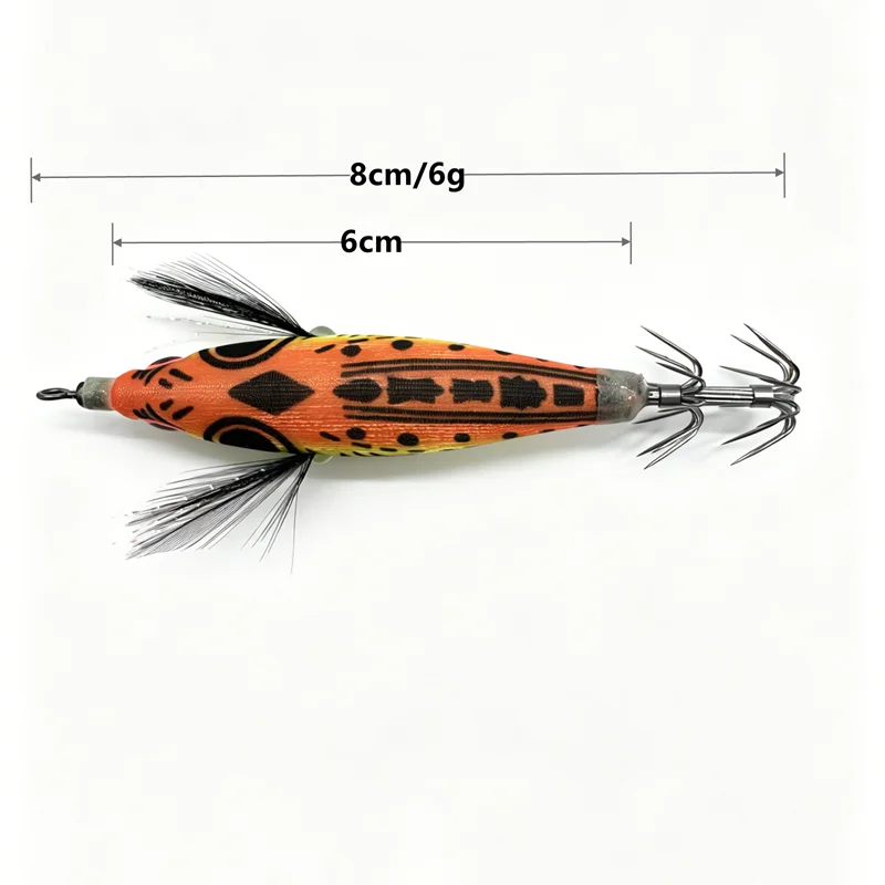 80MM TOTO Holz-Garnelenköder Leuchtender Tintenfisch-Haken Angelköder Salzwasser Egi Tintenfisch-Jig-Haken Köder – Detail 8