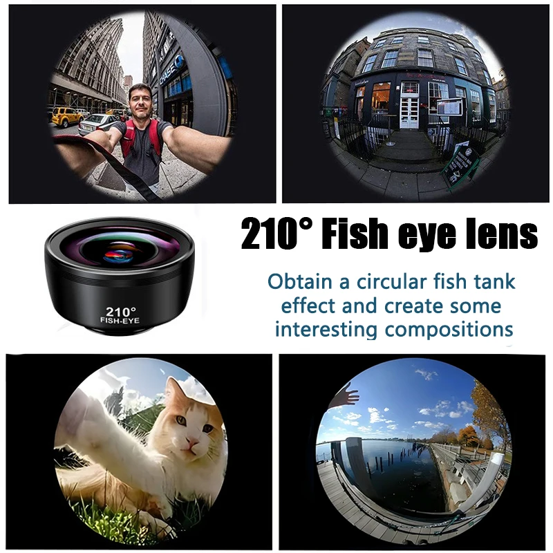 مجموعة عدسات هاتف عالمية 7 في 1، عدسة ماكرو بزاوية كبيرة على شكل عين السمكة، فلتر مشكال CPL + عدسة تلسكوب 2X للهواتف الذكية