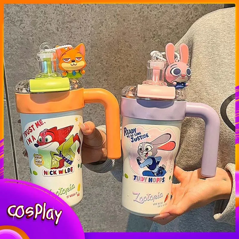 

Nick Judy Cartoon Figure Thermos Cup Disney Zootopia Anime 316 Stainless Steel 800ml Kettle Casual Fashion Cute Office Cup Gift