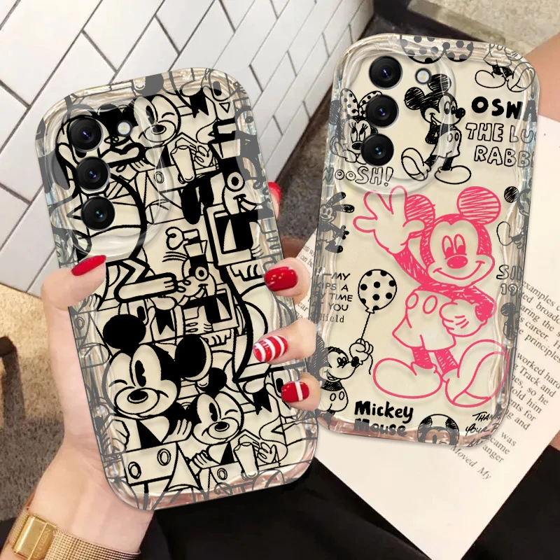 Disney Retro Mickey For Samsung S24 S23 S21 S20 Ultra Plus FE A73 A72 A71 A51 A05S A05 5G Wave Oil Cover Phone Case