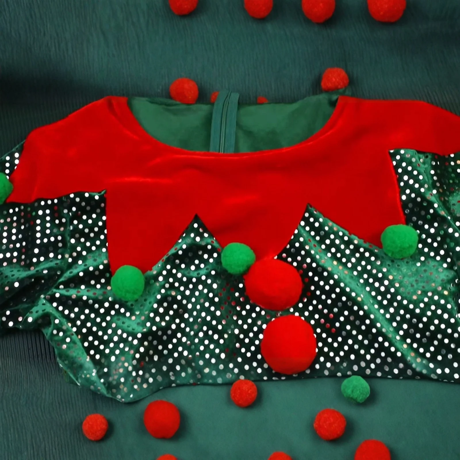 الكبار عيد الميلاد قزم مجموعة فستان أداء الحفلات مجموعة فستان تأثيري قبعة الجوارب السراويل حزام أحذية السنة الجديدة مطرزة زي الحفلات #3