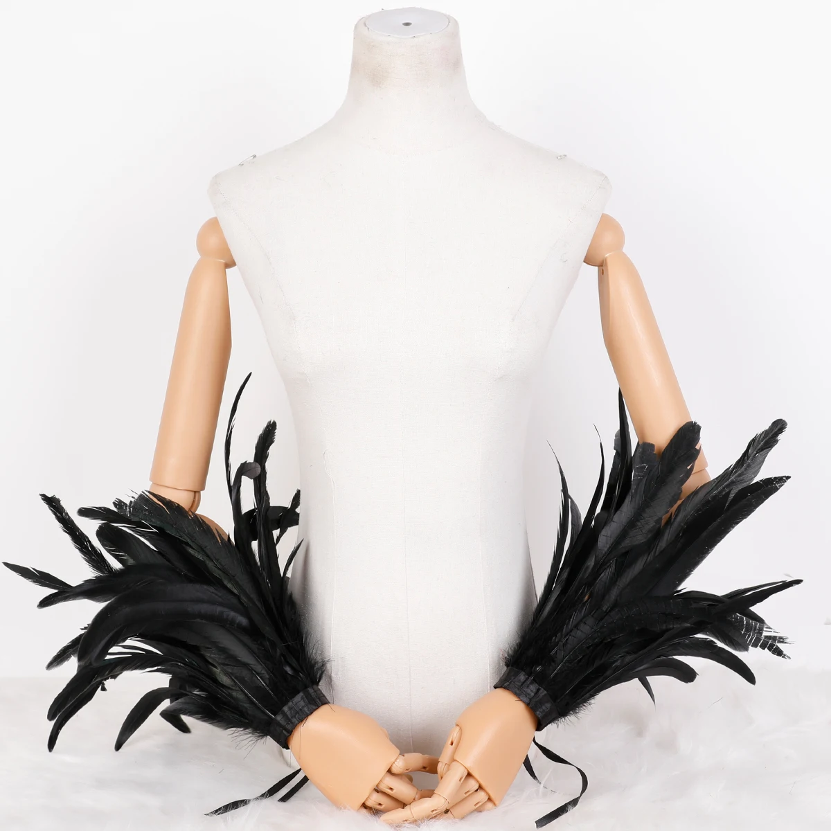 Large Feather Armlet Fake Cuff Halloween Decoration Carnival Parade Costume Accessory