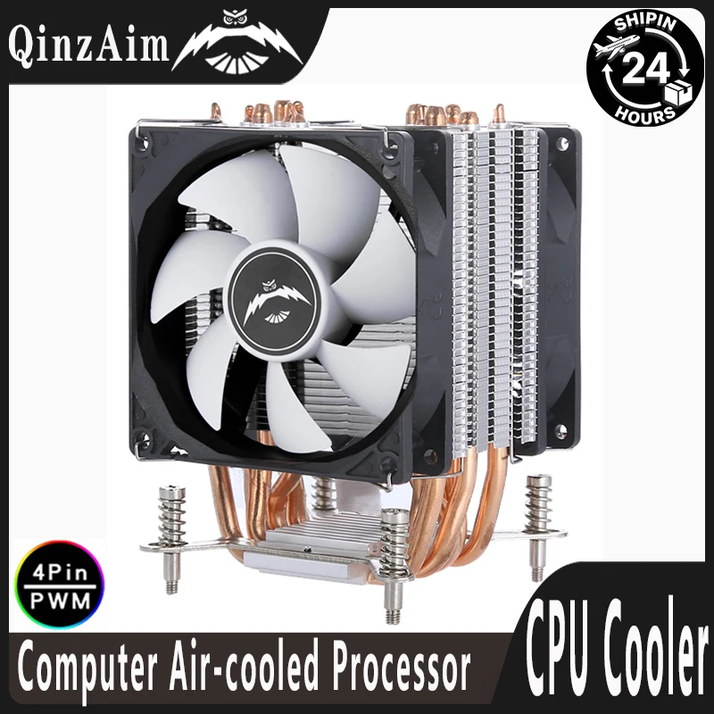 QiuzAim 6 Heat Pipes 90mm CPU Cooler Fan Processor Air-cooled 4pin PWM Compatible LGA2011 2066 115x 1200 1700 1851 X99 i3 i5 i7