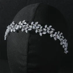 Luxury Bridal Headband Wedding Hair Pieces Zirconia CZ Bride Headpiece Tiaras Crowns 15 Years Girl Women Diadem Prom Headdress