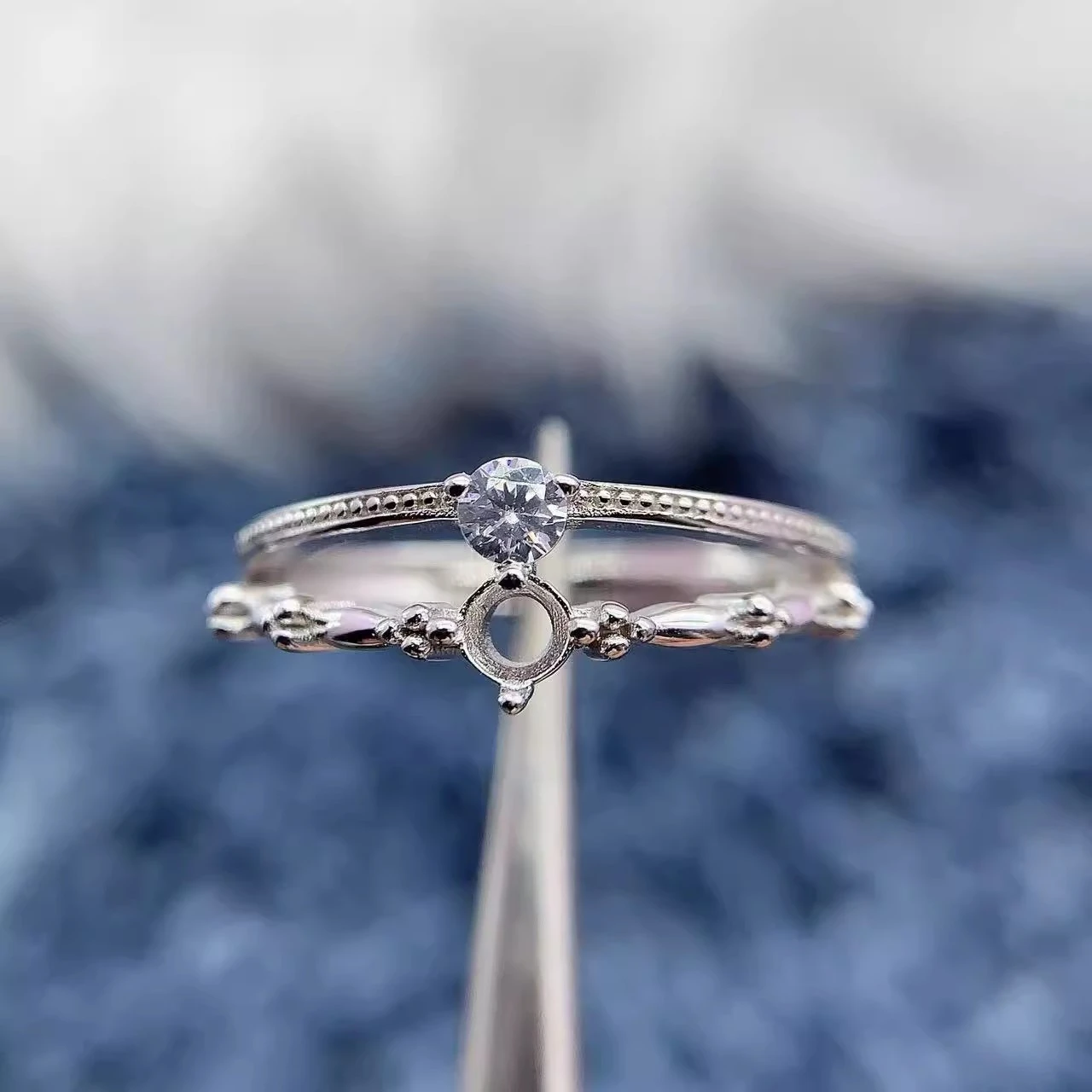 

MeiBaPJ инкрустация круглый 3/4/5/6 мм камень женское открытое кольцо DIY S925 чистое серебро модные оригинальные изысканные очаровательные ювелирные изделия оптовик