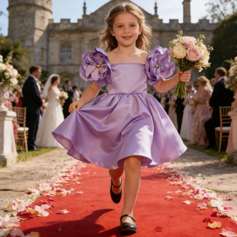 

Элегантные детские платья для праздника Ид, детское платье принцессы, праздничное платье для свадьбы, крещения, фиолетовое платье для малышей на день рождения, детское платье-костюм