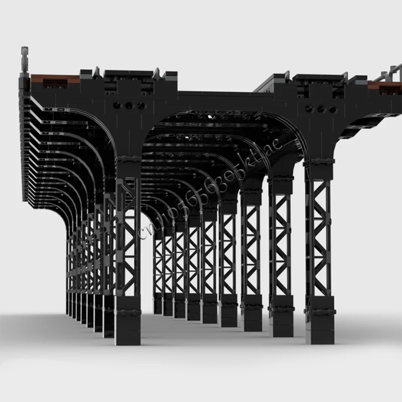 1991 PCS MOC Middeleeuwse Stad Bouwsteen Serie Spoorwegbrug Architectuur Modulaire Kinderen Assemblage Speelgoedset Kerstcadeaus