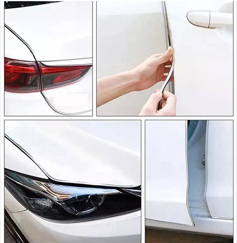 2/5/10M Auto Tür Rand Scratch Protector DIY Trim Streifen Schutz Abdeckung Streifen Rolle Chrom Styling form Trim Streifen – Detail 5