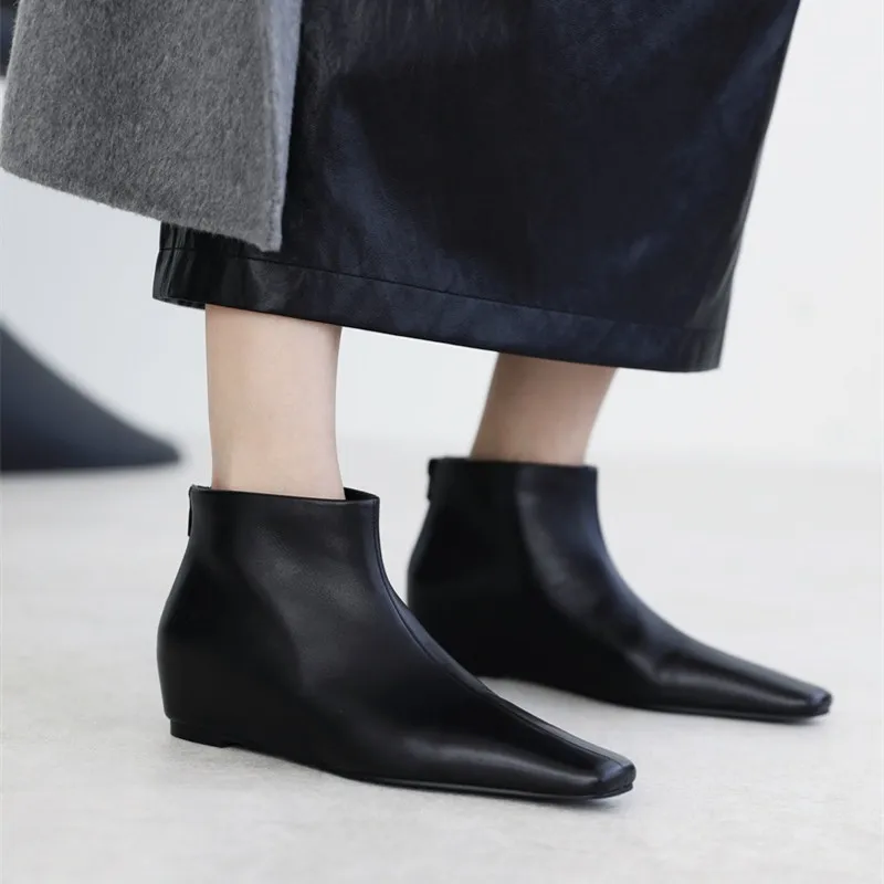 Fashion Women Chelsea Boots Patent Leather Pointed Toe Short Booties Ladies Autumn Wedge Shoes Ankle Botas Mujer Wedges